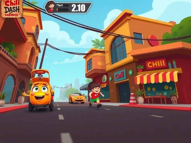 Chili Dash Hero gameplay screenshot showing character running through Indian market